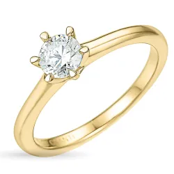 6,0 mm zirkon solitairering i 9 karat gull