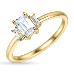 zirkon ring i 9 karat gull
