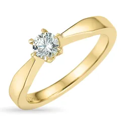 5,4 mm zirkon solitairering i 9 karat gull