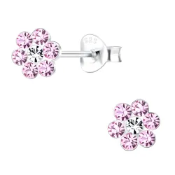 blomst rosa barneøredobb i sølv - Little Ones