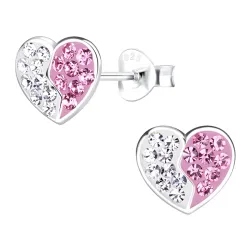 hjerte rosa barneøredobb i sølv - Little Ones