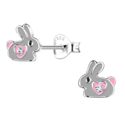 kanin barneøredobb i sølv - Little Ones