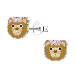 bamse barneøredobb i sølv - Little Ones