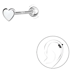 hjerte helix piercing i sølv