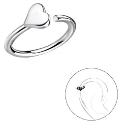 11 mm hjerte helix piercing i sølv