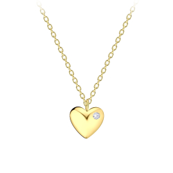 hjerte zirkon halskjede i forgylt sølv