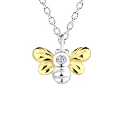 bie halskjede i sølv med anheng i sølv og forgylt sølv - Little Ones