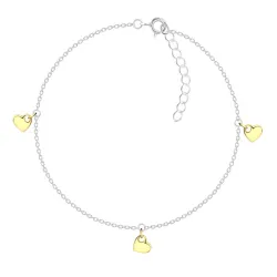 hjerte ankelkjede i sølv med anheng i forgylt sølv - Little Ones