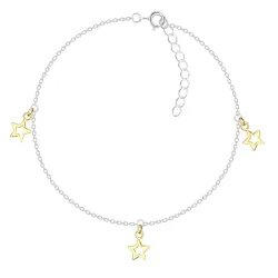 stjerne ankelkjede i sølv med anheng i forgylt sølv - Little Ones