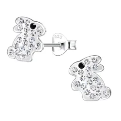 kanin krystall øredobber i sølv - Little Ones