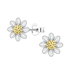 blomst barneøredobb i sølv med forgylt sølv - Little Ones