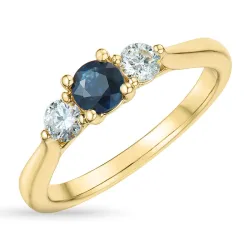 syntetisk safir gullring i 9 karat gull