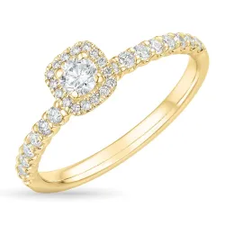 firkantet zirkon gullring i 9 karat gull