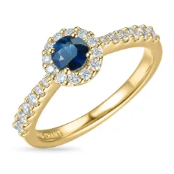 rund safir rosettring i 14 karat gull 0,31 ct 0,45 ct