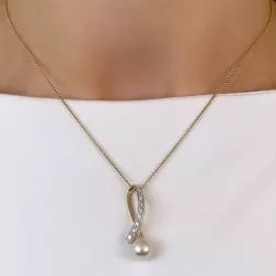 perle diamantanheng i 14 karat gull 0,15 ct