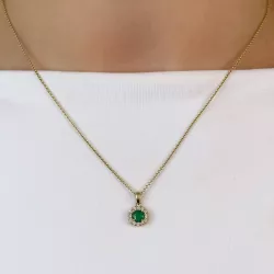 smaragd diamantanheng i 14 karat gull 0,35 ct 0,12 ct