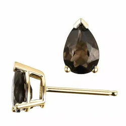 2 x 0,7 ct røykfarget kvarts ørestikker i 14 karat gull med kvarts 