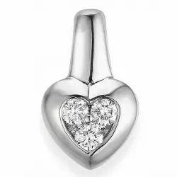 hjerte diamantanheng i 14 karat hvitt gull 0,17 ct