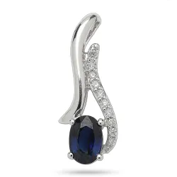 safir diamantanheng i 14 karat hvitt gull 0,05 ct 0,65 ct