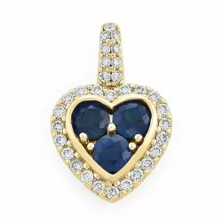 hjerte safir diamantanheng i 14 karat gull 0,447 ct
