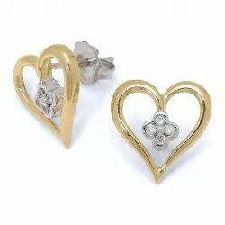 Hjerte briljantøredobb i 14 karat gull og hvitt gull med diamanter 