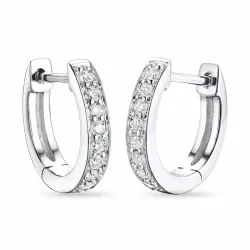 12 mm diamant creol i 14 karat hvitt gull med diamant