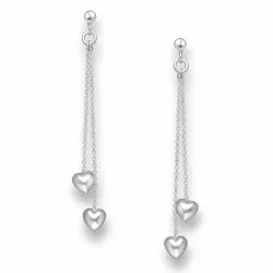 Lange hjerte øredobber i sølv