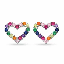 hjerte multifargede zirkon øredobber i sølv