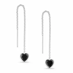 hjerte lange kjedeøreringer i sølv