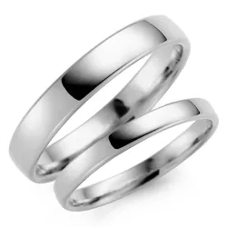 4 og 3 mm gifteringer i 9 karat hvitt gull - par