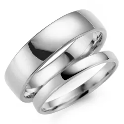 6 og 3 mm gifteringer i 9 karat hvitt gull - par