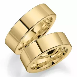 Brede 7 mm gifteringer i 14 karat gull - par