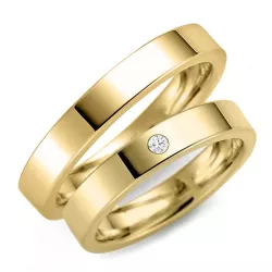 3 og 4 mm diamant gifteringer i 9 karat gull - par
