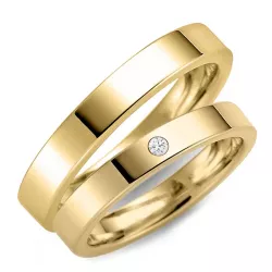 3 mm diamant gifteringer i 9 karat gull - par