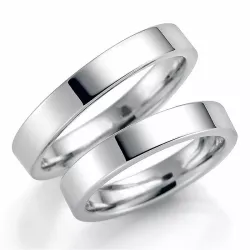 4 mm gifteringer i 9 karat hvitt gull - par