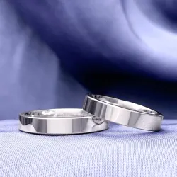 4 mm gifteringer i 9 karat hvitt gull - par