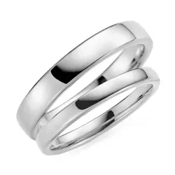 4 og 3 mm gifteringer i 9 karat hvitt gull - par