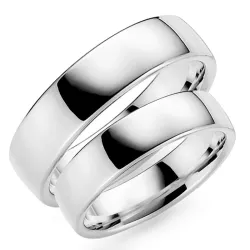 6 mm gifteringer i 9 karat hvitt gull - par
