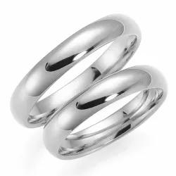 4 mm gifteringer i 14 karat hvitt gull - par