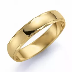Mønstret 4 mm giftering i 14 karat gull