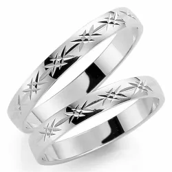 Mønster 3 mm gifteringer i 9 karat hvitt gull - par