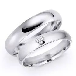 4 mm gifteringer i 14 karat hvitt gull 0,03 ct - par