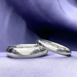 5 og 3 mm gifteringer i 9 karat hvitt gull - par