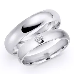 5 og 4 mm gifteringer i 9 karat hvitt gull 0,03 ct - par