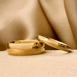 6 og 3 mm gifteringer i 9 karat gull - par