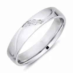 4 mm diamant giftering i 9 karat hvitt gull 0,008 ct og 0,015 ct
