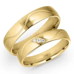 5 og 4 mm diamant gifteringer i 9 karat gull 0,008 ct og 0,015 ct ct - par