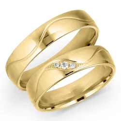 5 mm diamant gifteringer i 14 karat gull 0,008 ct og 0,02 ct - par