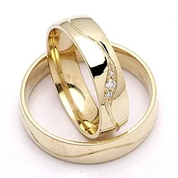 5 mm diamant gifteringer i 9 karat gull 0,008 ct og 0,02 ct - par
