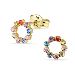 multifargede øredobber i 9 karat gull med zirkon - Gold Collection